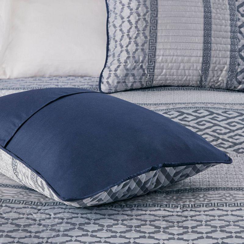 Navy Reversible Microfiber King Quilt Set