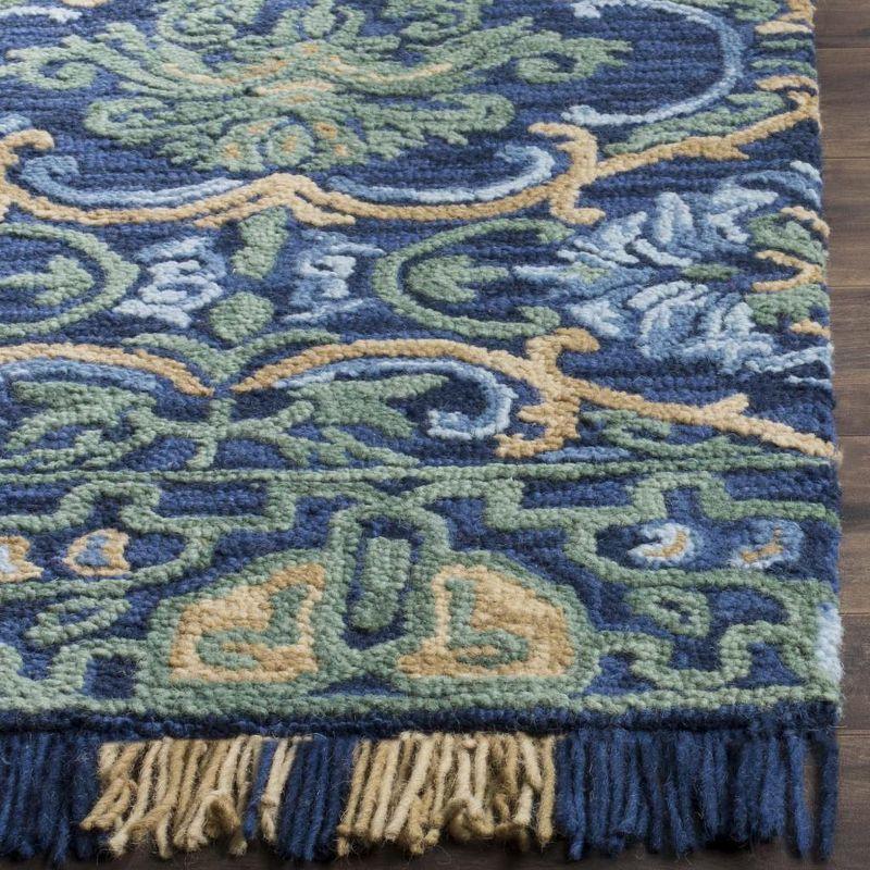 Blossom BLM422 Hand Tufted Area Rug - Navy/Green - 8'9"x11'9" - Safavieh..
