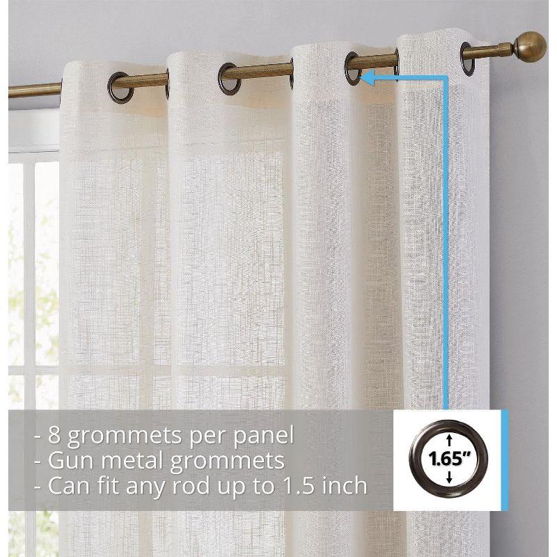 HLC.ME Abbey Faux Linen Textured Semi Sheer Privacy Light Filtering Window Grommet Thick Curtain Panels, Set of 2 - Dusty Blue, 54 W x 84 L