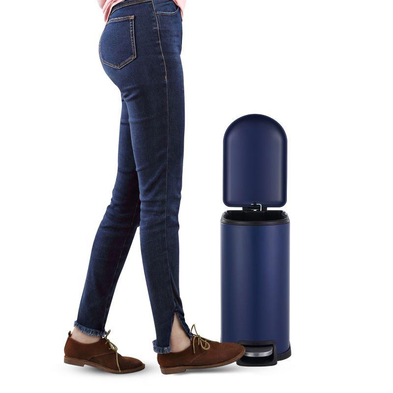 happimess Roland Mini 2.6-Gallon Step-Open Trash Can, Denim Blue