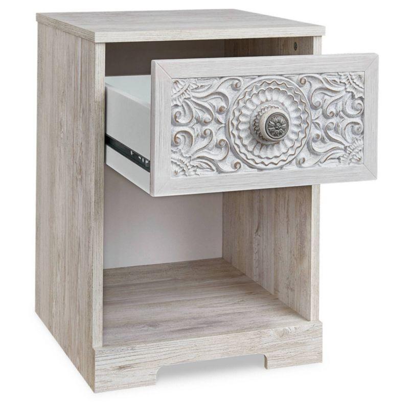 Paxberry Nightstand White - Signature Design by Ashley: Coastal Style, Storage Shelf, Laminated Surface