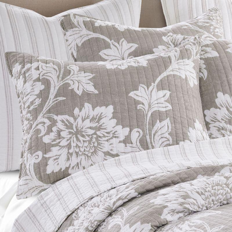 Sanira Taupe Floral Quilt Set - Full/Queen Quilt and Two Standard Pillow Shams Taupe - Levtex Home