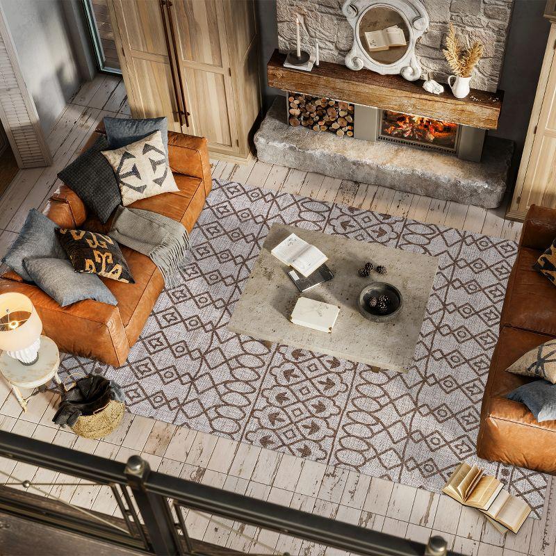 4'x6' Kafel  Bohemian Indoor/Outdoor Area Rug, Beige/Brown - JONATHAN Y
