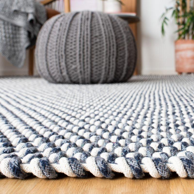 Coastal Breeze Hand-Knotted Blue Cotton 4'x6' Basket Weave Rug