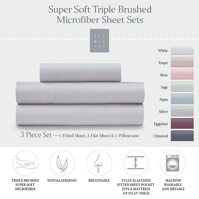 Twin Silver Solid Microfiber Sheet Set