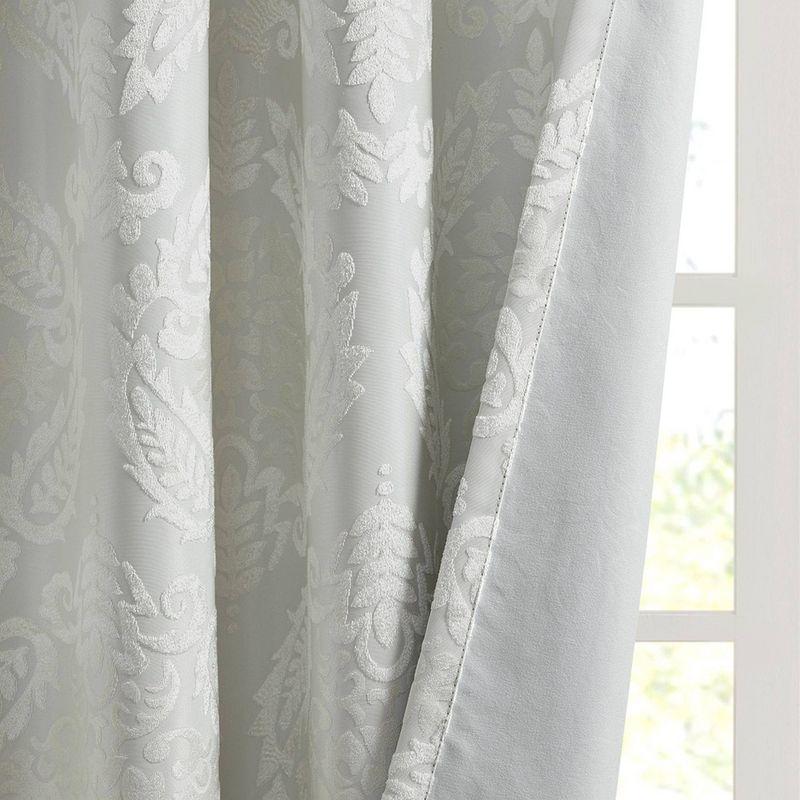 Madison Park Amelia Knitted Jacquard Paisley Total Blackout Grommet Top Single Curtain Panel