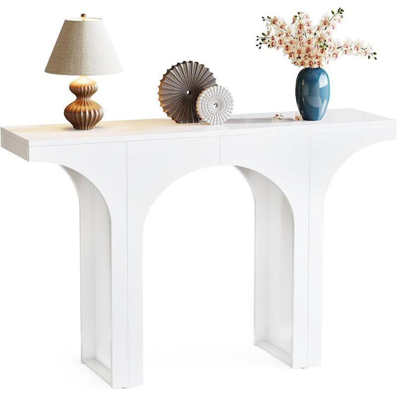 White Wooden 47-Inch Console Table with Arch Base