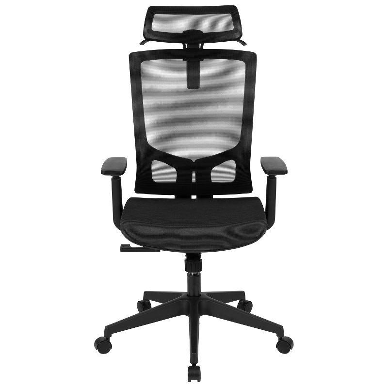 Flash Furniture Ergonomic Mesh Office Chair with Synchro-Tilt, Pivot Adjustable Headrest, Lumbar Support, Coat Hanger and Adjustable Arms