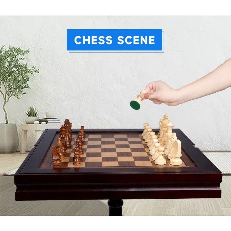 GSE Wooden 3-in-1 Chess Checkers Backgammon Table, Chess Checkers Backgammon Combo Game Set