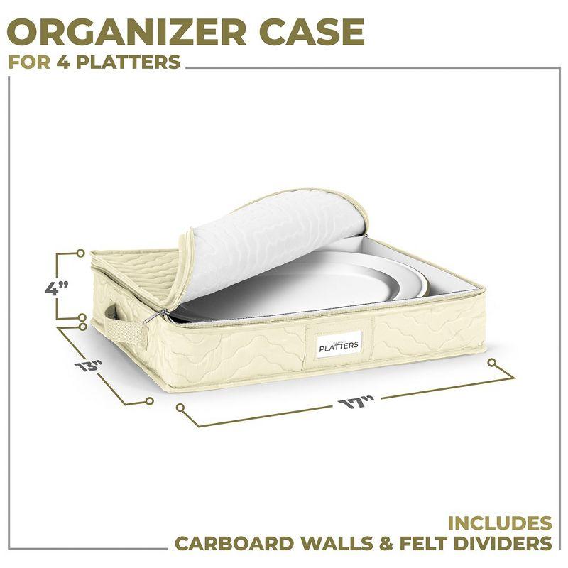 Sorbus Quilted China Platter Storage Case with Handles & Felt Dividers