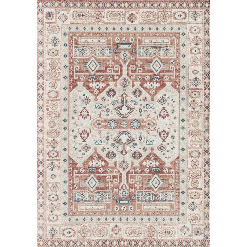 Rectangular Red Stain-Resistant Synthetic Area Rug 2'6 x 4'