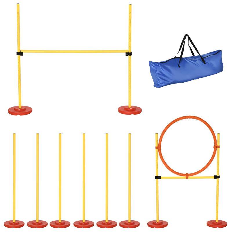 Adjustable Yellow Dog Agility Training Set with Carrying Bag