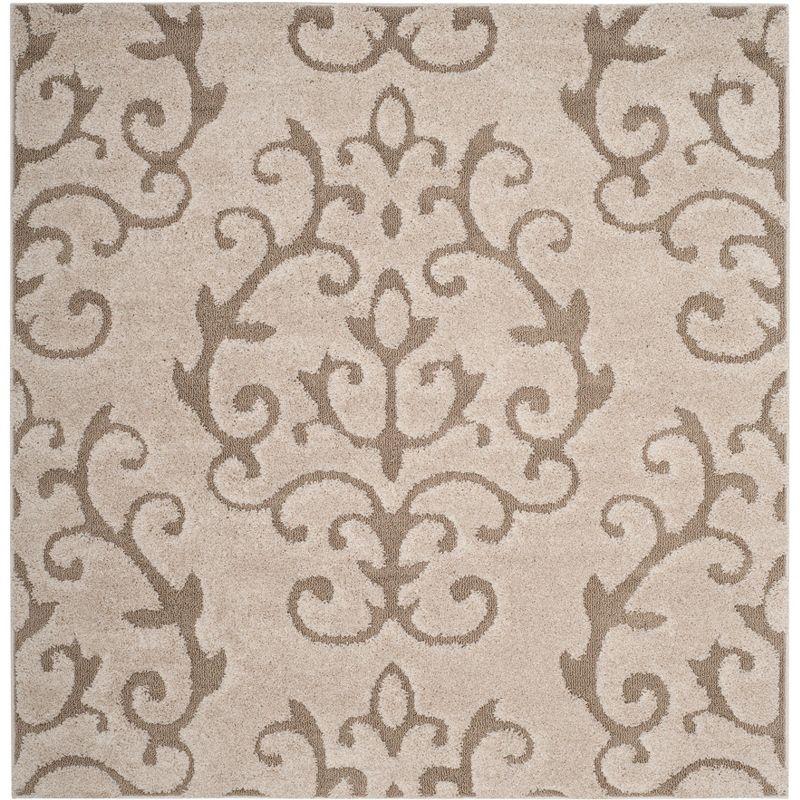 Florida Shag SG470 Power Loomed Indoor Accent Rug - Cream/Beige - 4'x4' Square - Safavieh