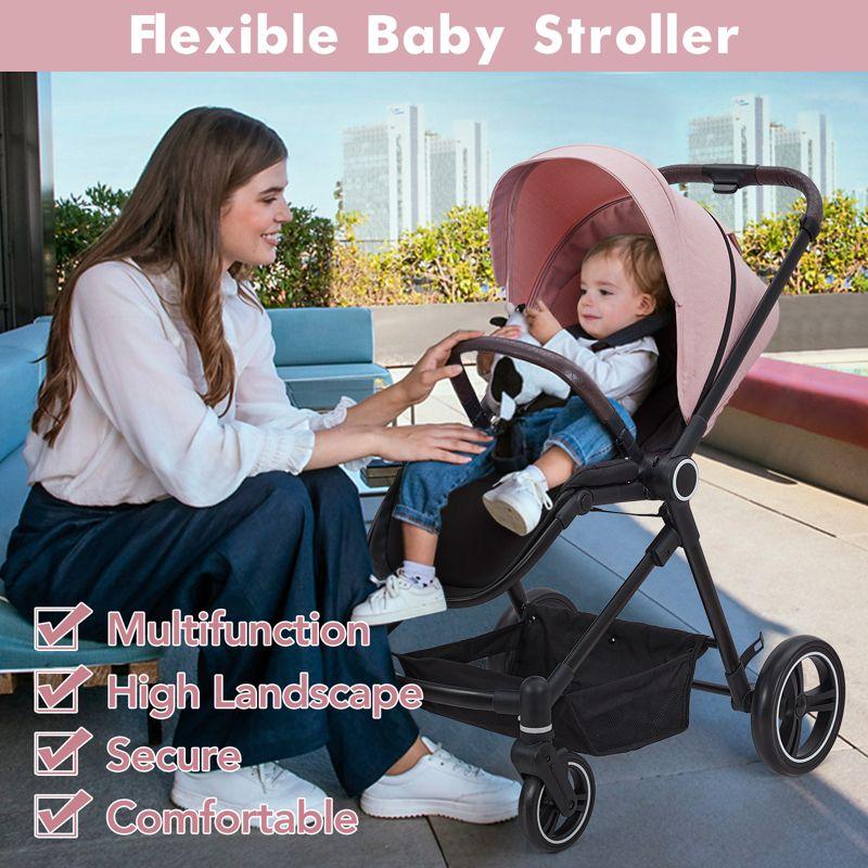 Foldable Baby Stroller, High Landscape Pushchair for Newborn