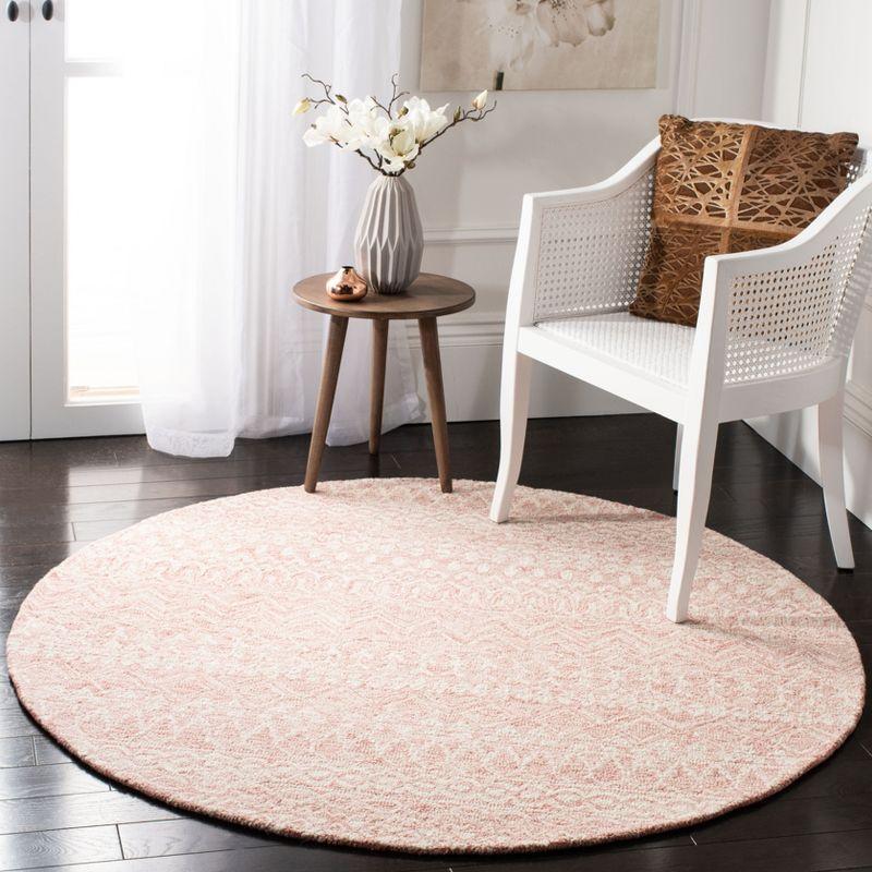 Micro-Loop MLP502 Hand Tufted Indoor Area Rug - Pink/Ivory - 5' Round - Safavieh