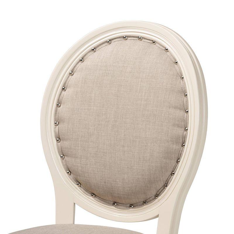 Set of 2 Louis Fabric Upholstered Dining Chairs with Nailhead Trim - Baxton Studio