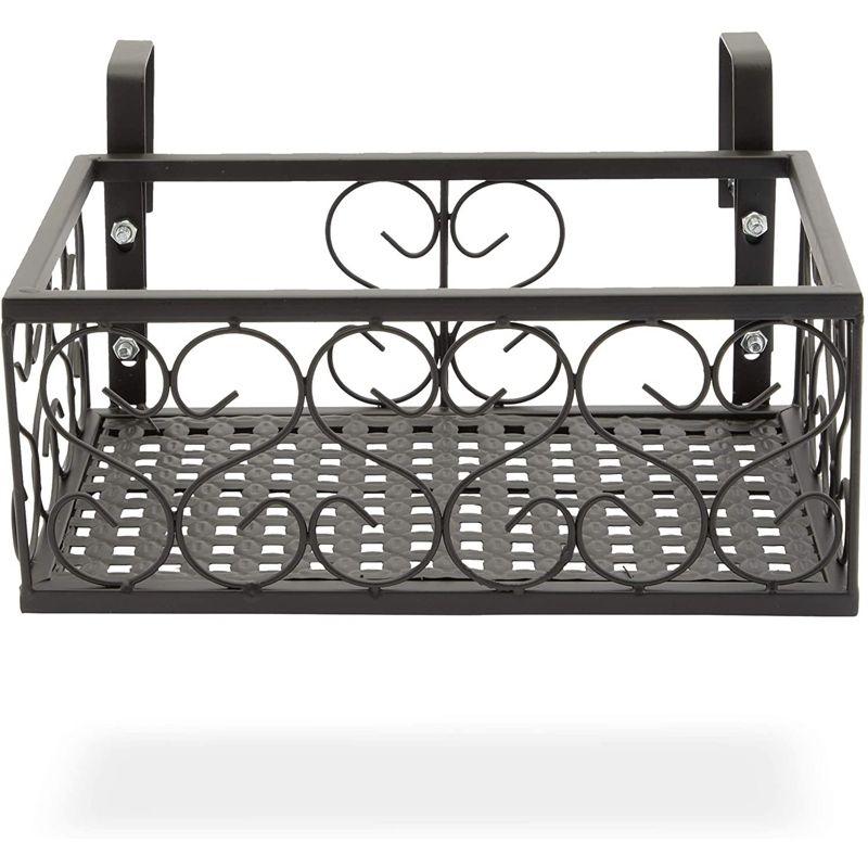 Black Metal Hanging Planter Set for Balcony and Patio