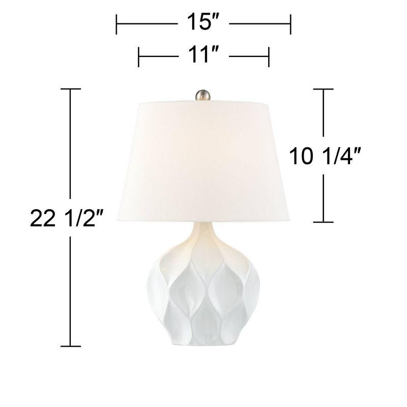 360 Lighting Dobbs Modern Mid Century Accent Table Lamp 22 1/2" High White Glaze Geometric Ceramic Oval Shade for Bedroom Living Room Bedside Office