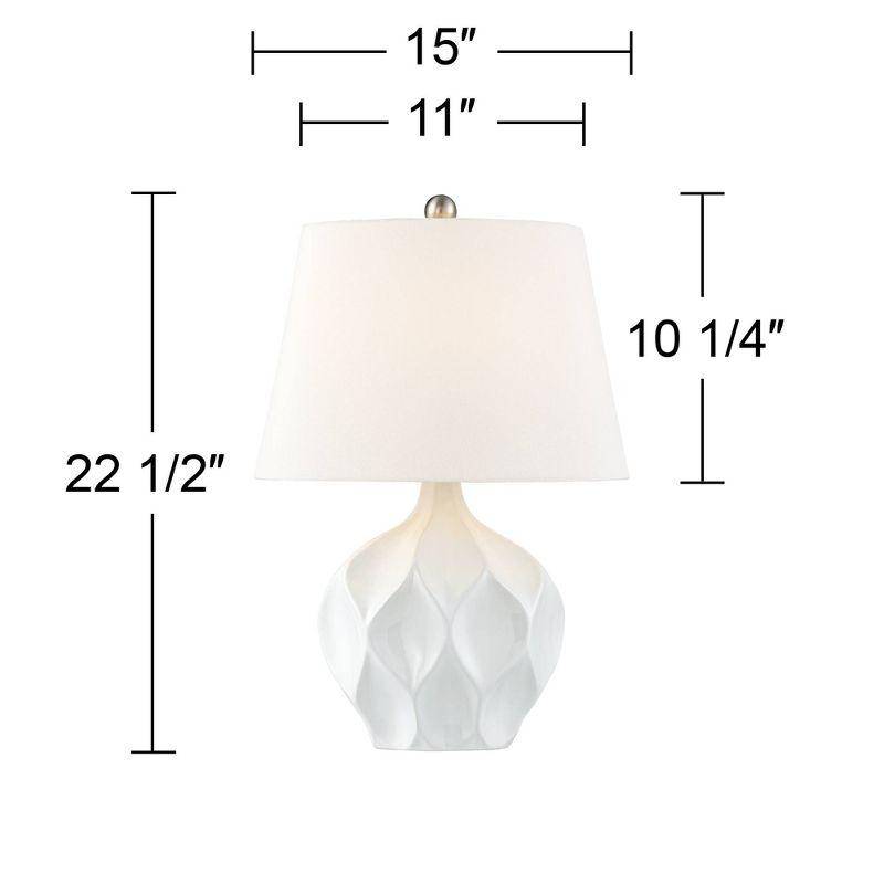 White Ceramic Geometric Mid Century Modern Table Lamp