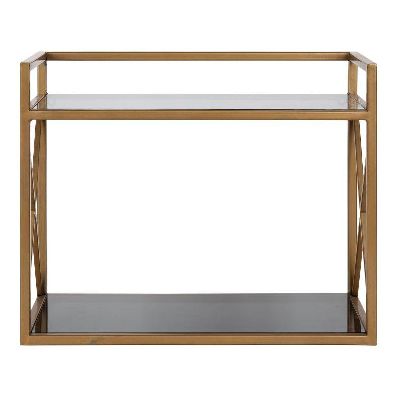 Kate & Laurel 18" x 8" x 15" Blex Metal and Glass Wall Shelf Gold -  All Things Decor: Floating, Tiered Storage