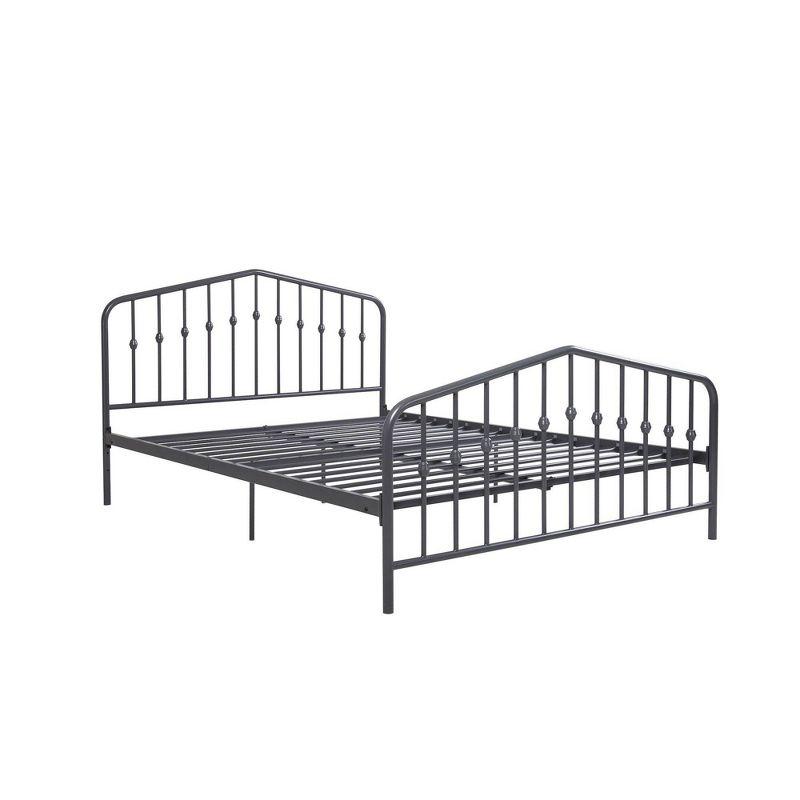 Bushwick 60'' Gunmetal Gray Full Metal Bed with Upholstered Headboard