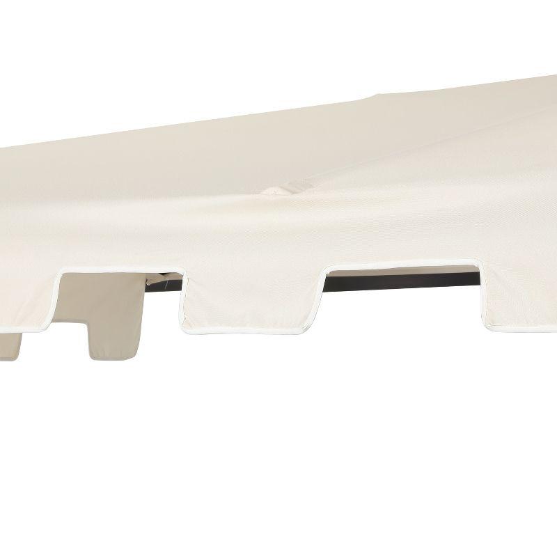 JONATHAN Y Sidney 9 ft. Classic MidCentury Rectangular Half Market Patio Umbrella with Crank, Wind Vent and UV Protection in Cream/White