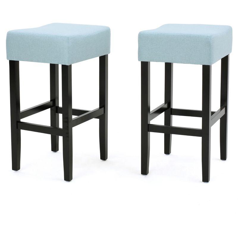 Set of 2 26" Lopez Backless Counter Height Barstools Polyester Upholstery, Rubberwood Legs - Christopher Knight Home