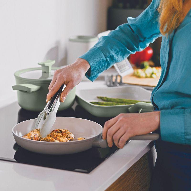 BergHOFF Balance Non-stick Ceramic 2Pc Frying Pan 9.5" and Nylon Turner 13.75", Recycled Aluminum, Moonmist