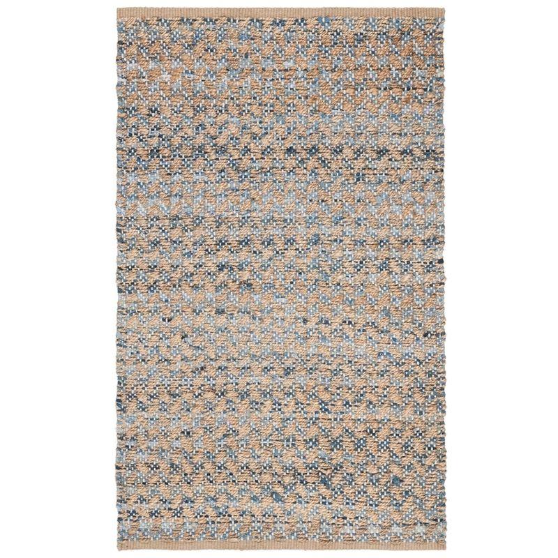 Cape Cod Blue and Natural Handwoven Wool Area Rug, 4' x 6'