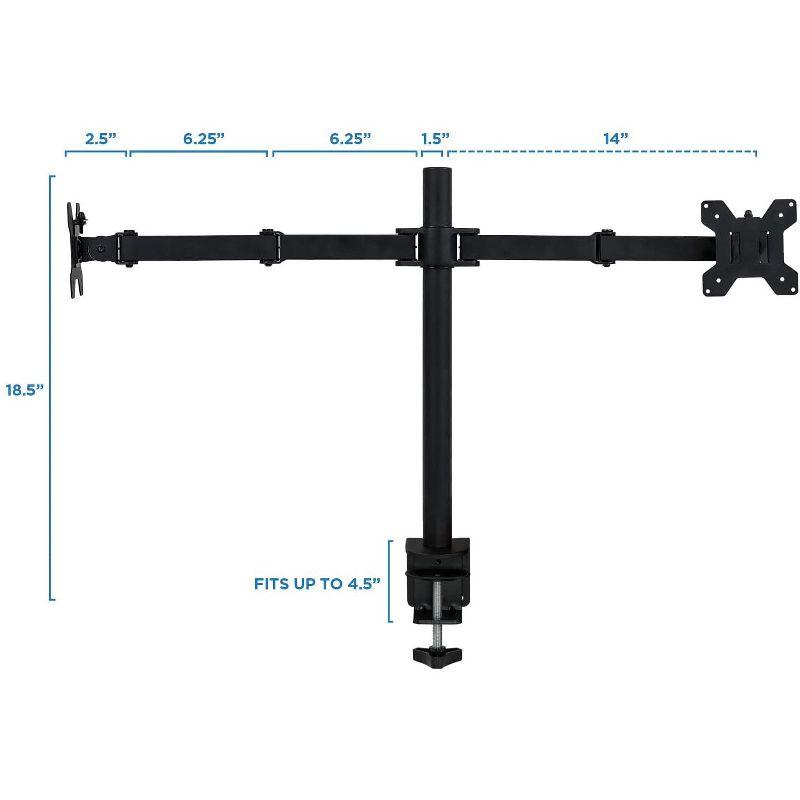 Mount-It! Dual Monitor Mount | Double Monitor Desk Stand | Two Full Motion Adjustable Arms Fit 2 Computer Screens 17 - 32 in. | C-Clamp & Grommet Base