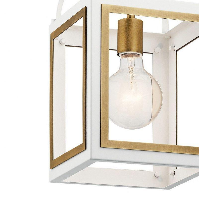 Vintage White and Natural Brass Glass Pendant Light