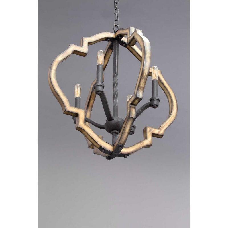 Progress Lighting, Spicewood, 4-Light Pendant, Gilded Iron, Quatrefoil Shade