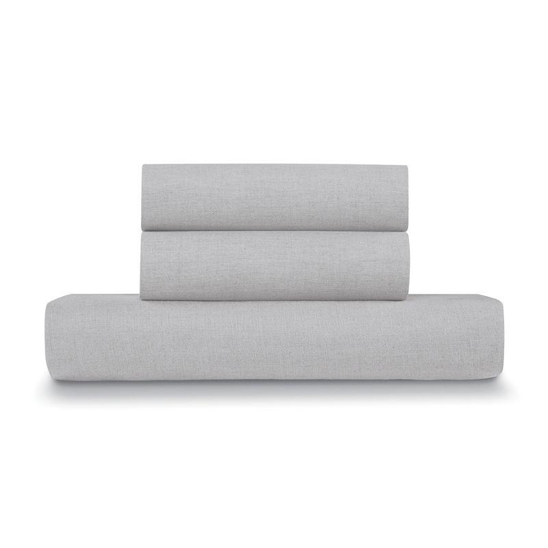 Light Grey Linen Cotton Full/Queen Duvet Cover Set