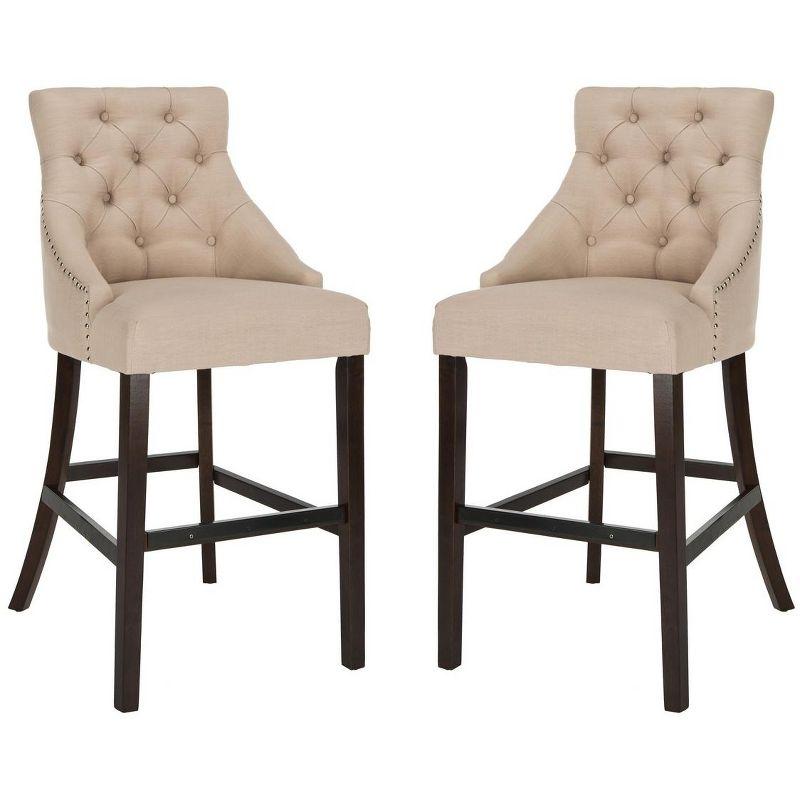 Eleni Tufted Wing Back Bar Stool (Set Of 2)  - Safavieh