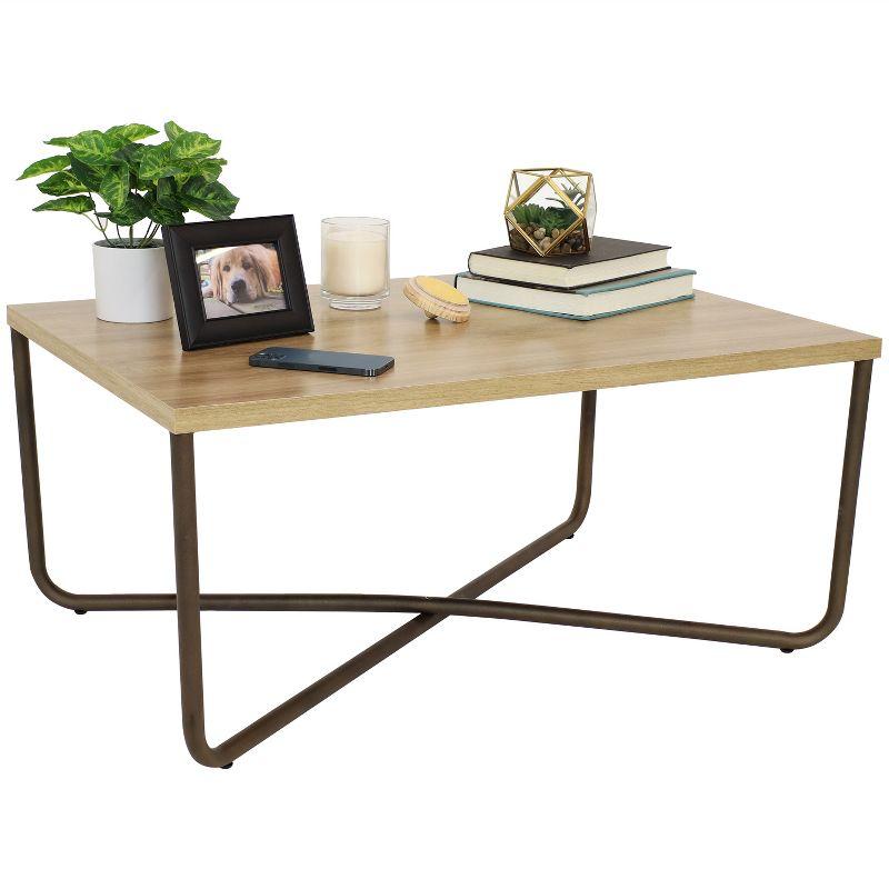 Sunnydaze Indoor MDP Cross Legs Coffee Table - MDP Construction - Brown