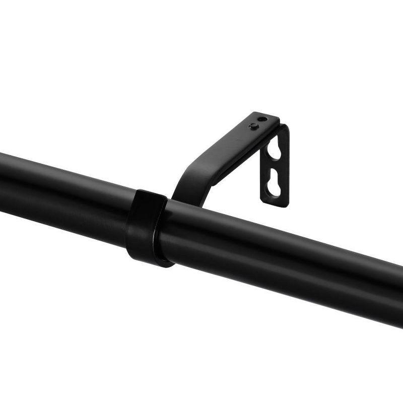 36"-66" Decorative Drapery Curtain Rod with Maple Wood Cylinder Finials Matte Black - Lumi Home Furnishings: Adjustable Drapery Hardware