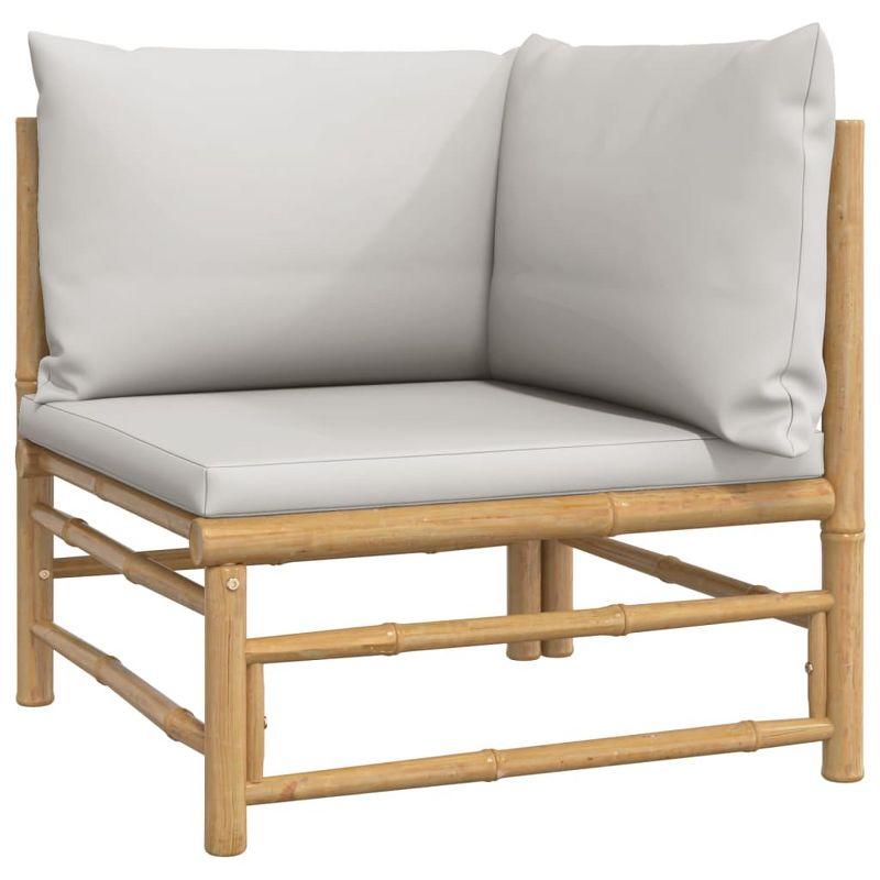 vidaXL 4 Piece Patio Lounge Set with Light Gray Cushions Bamboo