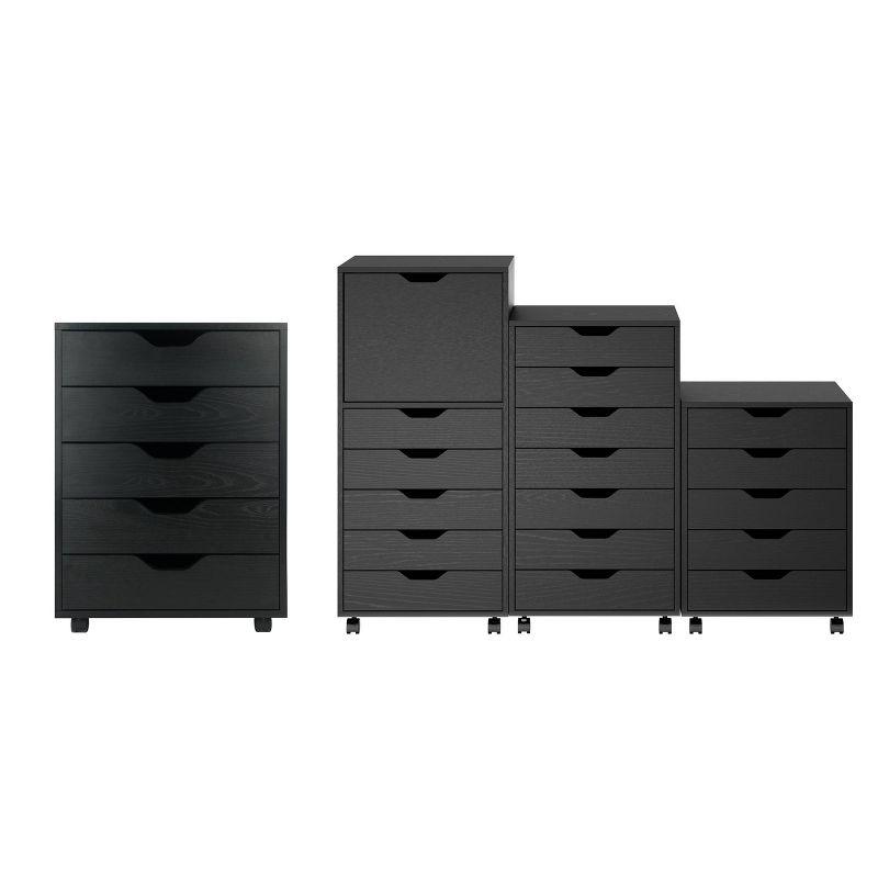 Halifax 5 Drawer Cabinet with Casters Black - Winsome