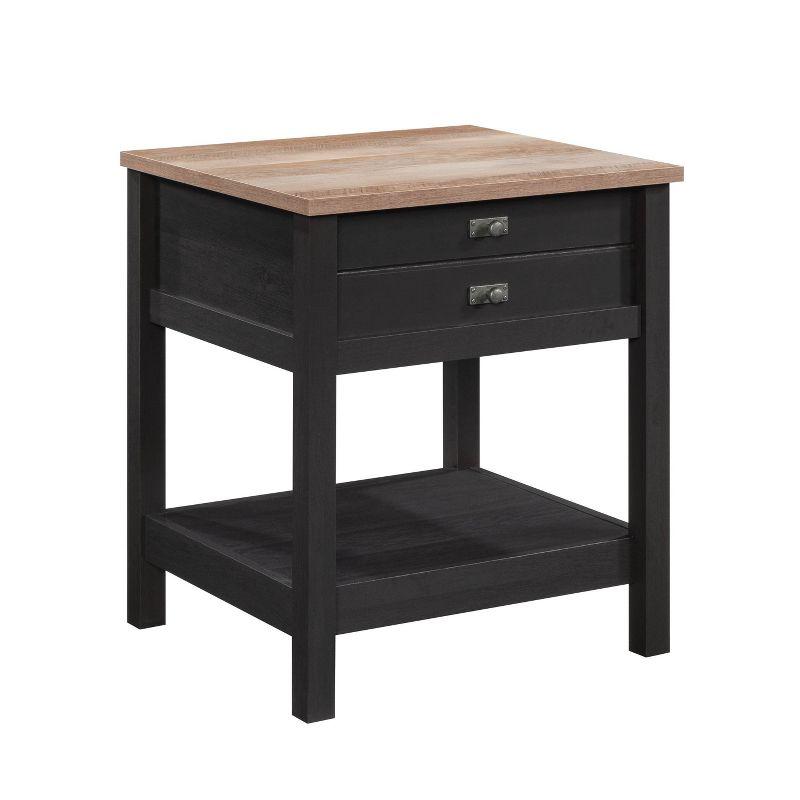 Cottage Road Nightstand with Drawer Raven Oak - Sauder: Laminated Surface, Metal Hardware, MDF Frame