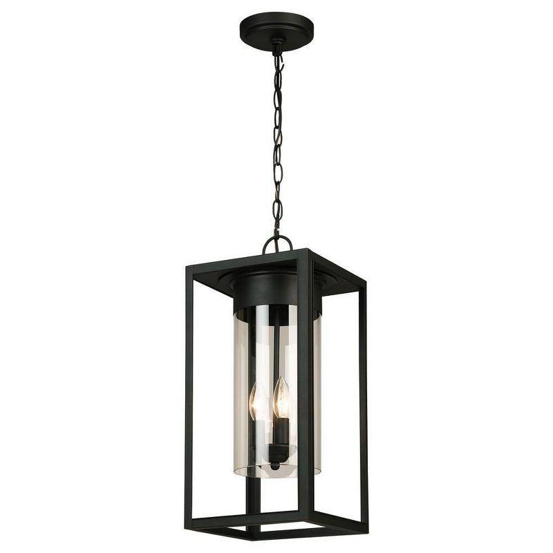 3-Light Walker Hill Outdoor Clear Glass Pendant Matte Black - EGLO: ETL Listed, Adjustable, Steel Body