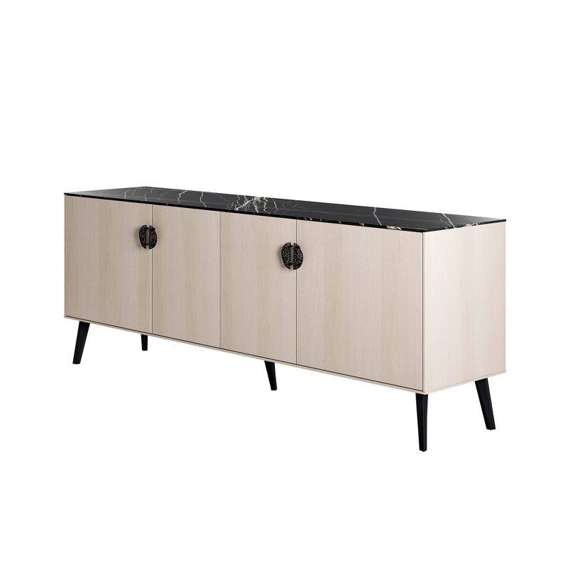 Manhattan Comfort 78.7" Haley Sideboard White/Black Marble