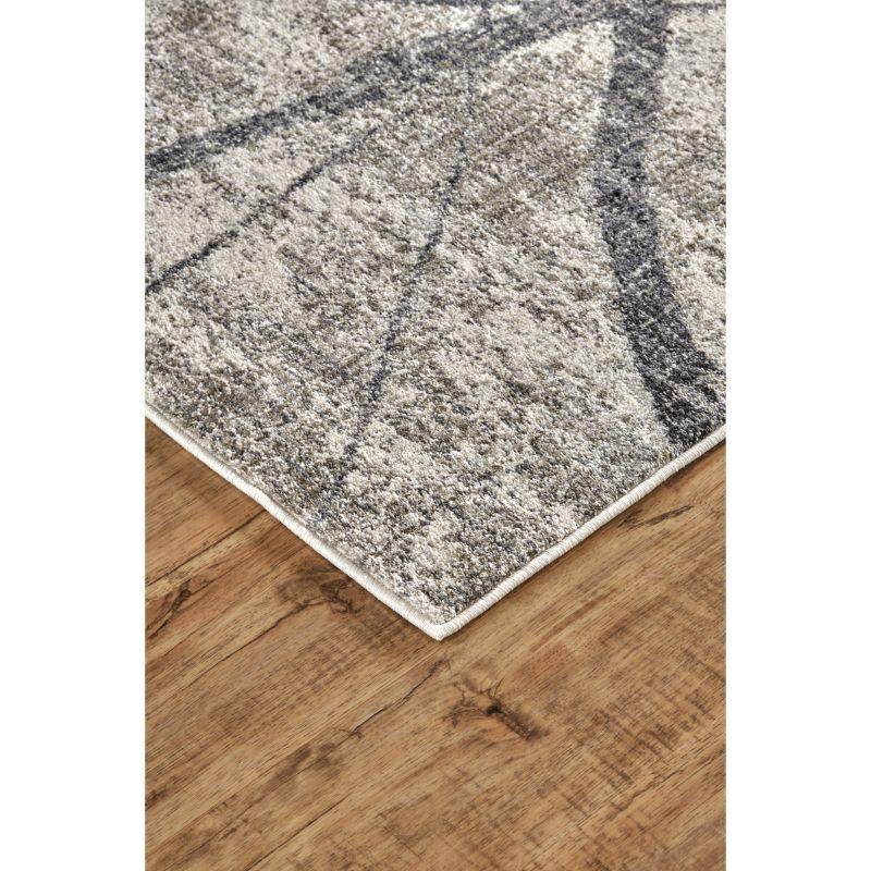 Ivory and Gray Abstract Rectangular Reversible Rug