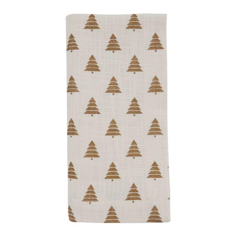 Gold Christmas Trees Cotton Table Napkins, Set of 4