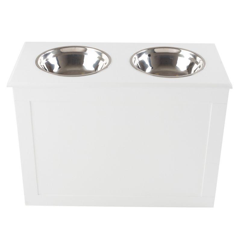 Petmaker PETMAKER Elevated Dog Bowls with Storage, White