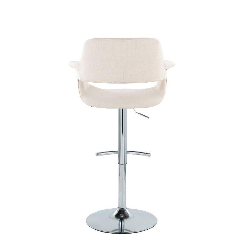 Set of 2 Vintage Flair Adjustable Barstools Chrome/Cream - LumiSource: Swivel, Upholstered, Steel Frame, Foam Fill