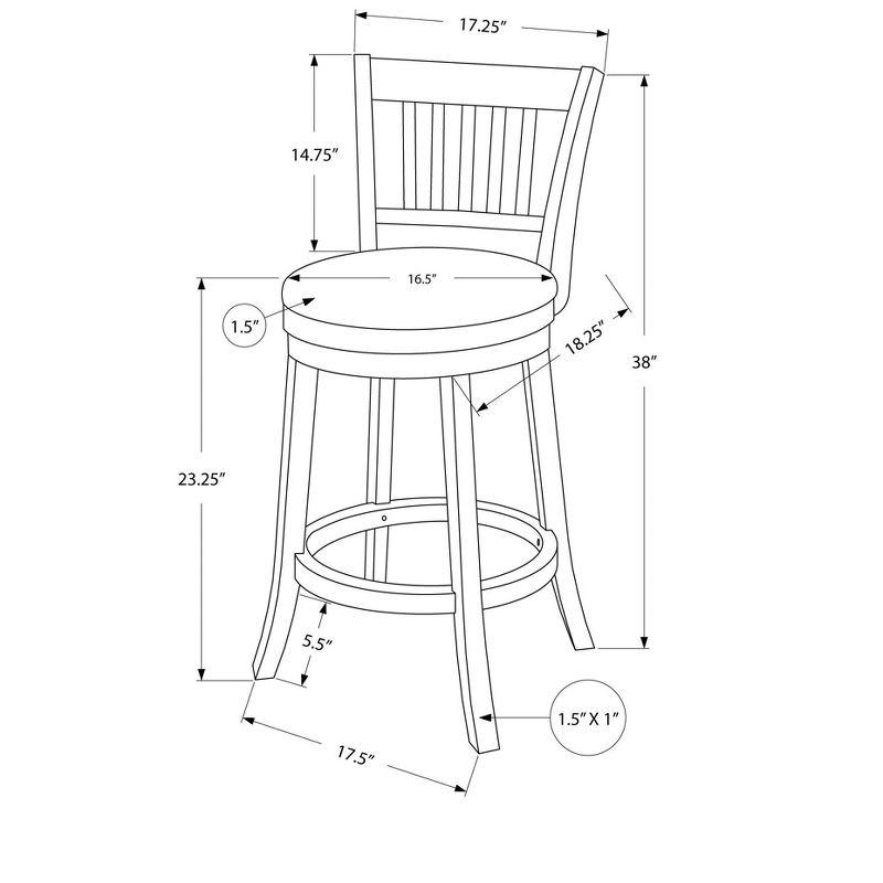 Monarch Specialties Bar Stool Set Of 2 Swivel Counter Height Kitchen White Wood Grey Leather Look Transitional