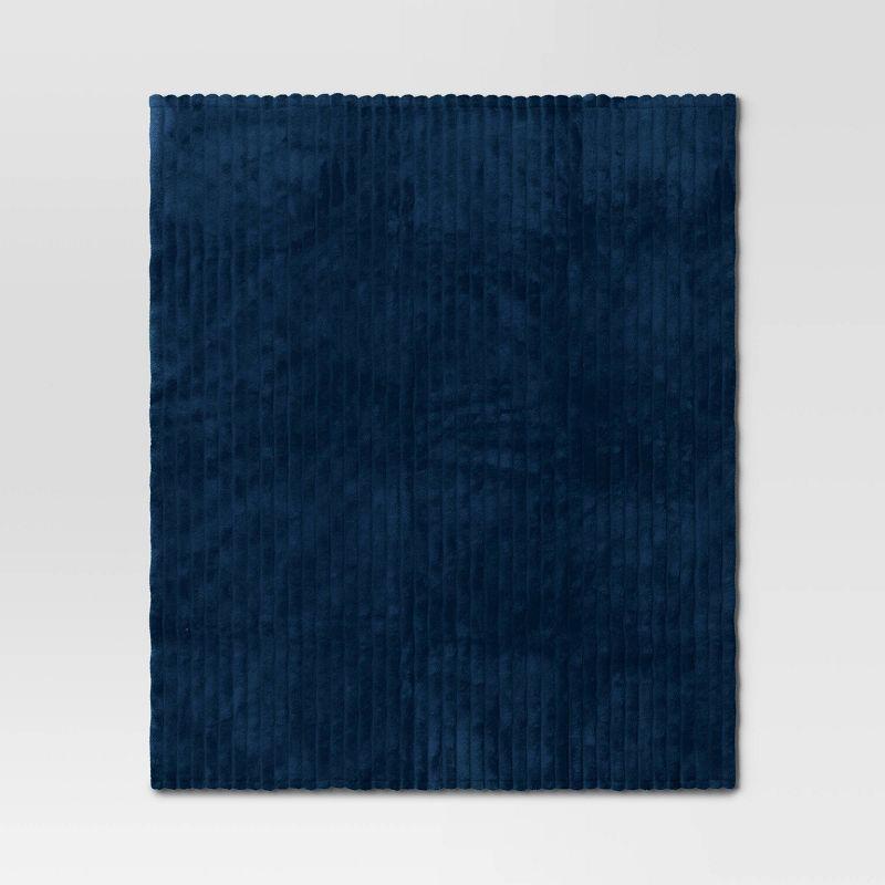 Channeled Plush Throw Blanket Blue - Room Essentials™: Soft, Midweight, Machine Washable, 50x60"