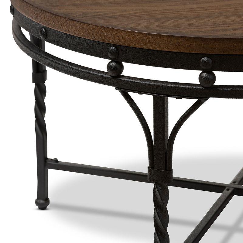 Baxton Studio Austin Vintage Industrial Round Coffee Cocktail Occasional Table: MDF & Metal