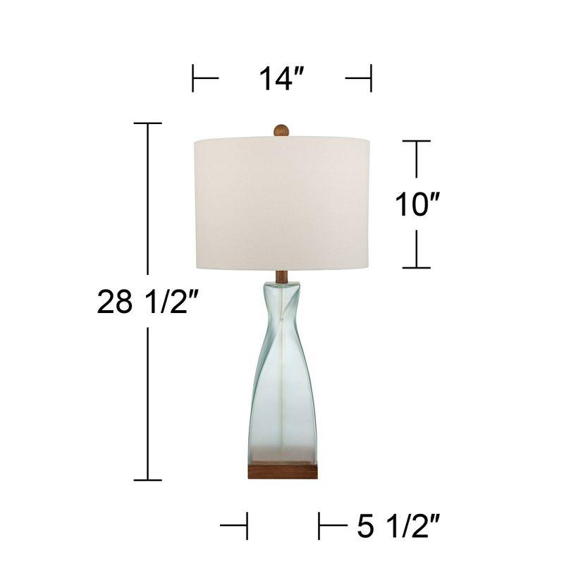 360 Lighting Ryan 28 1/2" Tall Modern Coastal End Table Lamps Set of 2 Ocean Blue Glass Off-White Shade Living Room Bedroom Bedside Nightstand House