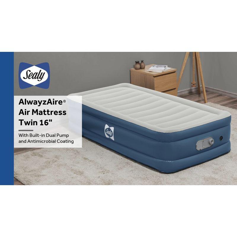 Sealy AlwayzAire Flocked Top Air Mattress Twin with Built-in Dual Pump